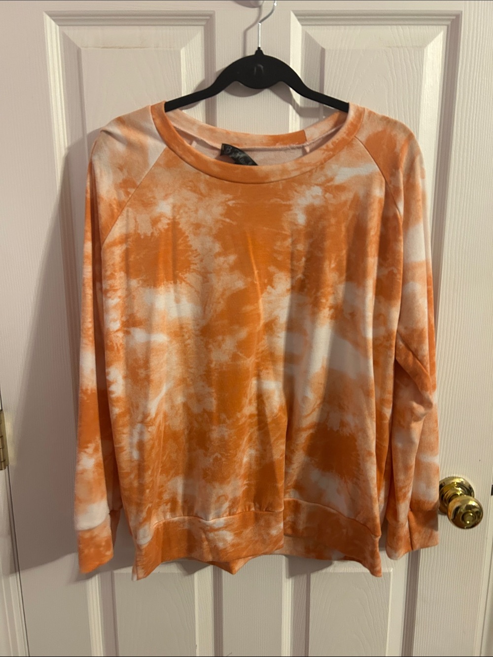 B FLAWLESS Orange & White Tie-Dye Long Sleeve Pullover
